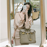 Women Maxi Dress Autumn and Winter V-neck Retro Dress