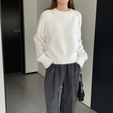Women Winter Knitted Sweater Thick Sweater Fall/Winter Loose-Fitting Long Sleeve Sweater 6t3539