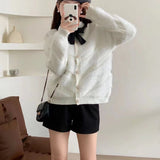 Women Knitwear Autumn and Winter round Neck Sweater Loose Knitted Cardigan