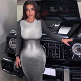 Women Dresse Autumn and Winter Long Sleeve round Neck Dress
