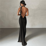 Women Dresses Summer Sexy Backless Sheath Slim-Fit Evening Dress Dress (Bla0420)