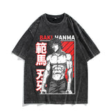 Washed Vintage Short Sleeve T-Shirt Baki Hanma