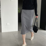 Women Knitted Skirt Autumn Knitted Skirt Hip Skirt