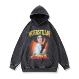 Men Hoodie Vintage Distressed Loose Terry Coat for Men and Women