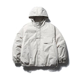 Unisex Winter Cotton Coat Patch Decoration Hooded down Jacket Retro Loose down Jacket