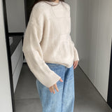 Women Winter Knitted Sweater round Neck Thick Sweater Autumn and Winter Loose-Fitting Long Sleeve Sweater 8t3120