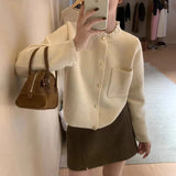 Women Knitwear Autumn and Winter round Neck Sweaters Cardigan