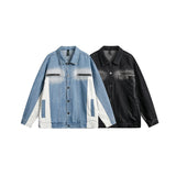 Unisex Jacket Autumn Denim Stitching Baggy Coat