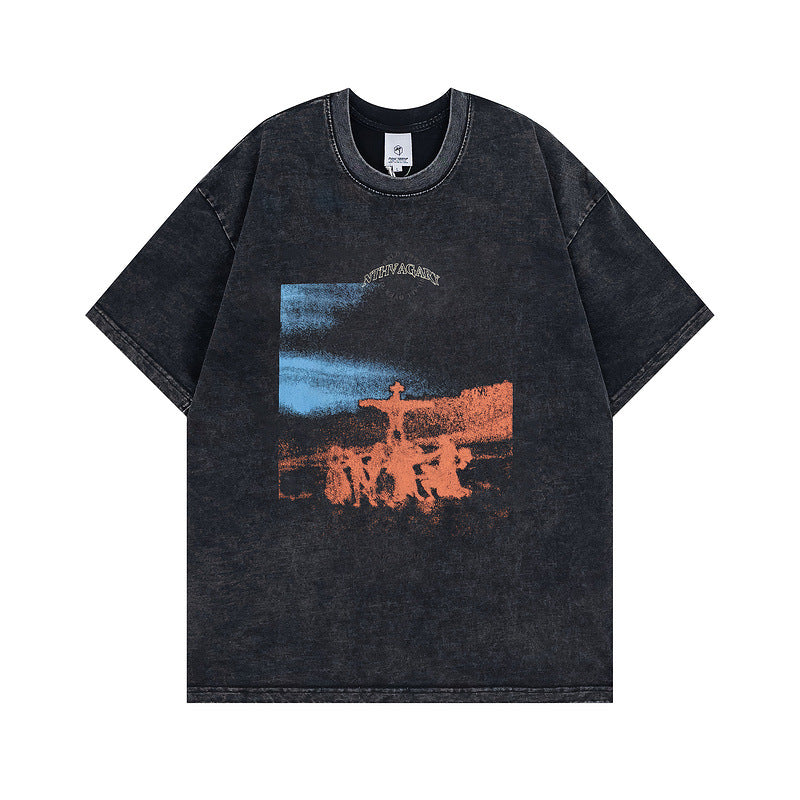 Men T Shirt Graffiti Loose Short Sleeve T-shirt