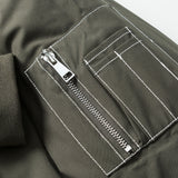 Unisex Winter Cotton Coat Winter Baseball Uniform Cotton-Padded Clothes Retro Loose Pockets Decorative Cotton-Padded Clothes