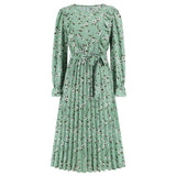 Women Date Dress Autumn and Winter Leisure Floral V-neck Long-Sleeve Dress