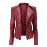 Red Leather Jacket Detachable Spring and Autumn Coat Women's Casual Jacket