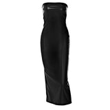 Women Dresse Black PU Leather Tight Dress Sexy Dress