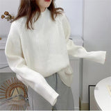 Women Knitted Pullover Turtleneck Autumn and Winter Loose Knitwear Top