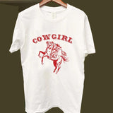 Fashion CowGirl graphic T-shirts Summer Short Sleeve