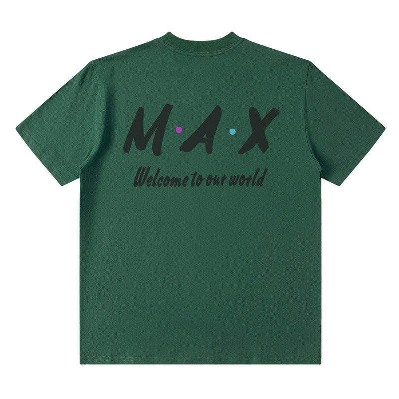 Men T Shirt Vintage Letter Print Short Sleeve T-shirt