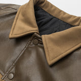 Unisex Winter Cotton Coat Retro Patchwork Contrast Color Letter Tide Polo Collar Jacket Baseball Uniform