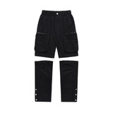 Men Sweatpants Casual Pants Multi-Pocket Zipper Breasted Trousers Straight Pants