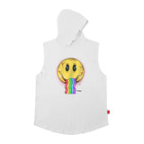 Men Vest Smiley Sleeveless T-shirt Men's and Women's Oversize Hip Hop Sports Hooded Vest