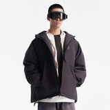 Unisex Winter Cotton Coat Pocket Decorative Hooded down Jacket Retro Warm down Jacket