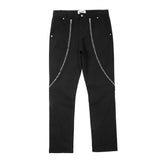 Men Sweatpants Zipper Straight-Leg Trousers Loose Casual Pants