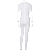 Women Jumpsuit Spring Short Sleeve Zipper Sports Yoga Jumpsuit (Hawthaw0412)
