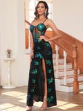 Women Evening Gown Sexy Green Sequins Dress Evening Dress