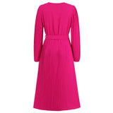 Women Date Dress Sexy Pleated V-neck Dress