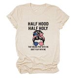 HALF HOOD HALF HOLY Loose Crew Neck Women's Short Sleeve T-Shirt