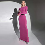 Women Dresses Spring Slim-Fitting round Neck Long Cuff Dress