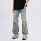Men Jeans Ripped Jeans Men's Autumn Loose Straight Wide Leg Pants