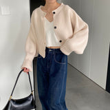 Women Cardigan Sweater Autumn Cardigan Top Knitted Cropped Coat Top 8t3108