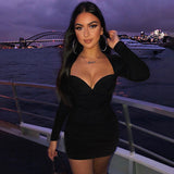 Women Dresses Spring V Long Sleeve Slim Fit Dress