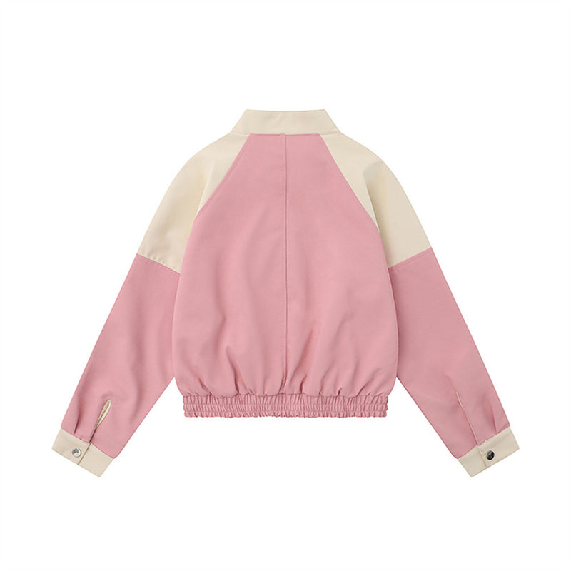 Women Jacket Fall Stand Collar Embroidery Loose Jacket Coat