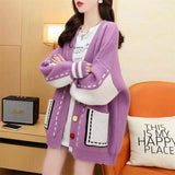 Women Knitwear Autumn and Winter V-neck Sweater Loose Knitted Cardigan