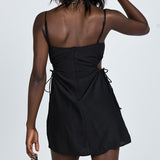 Women Dresses Summer Sexy Lace Trim Hollow-out Camisole Dress (Bla0420)
