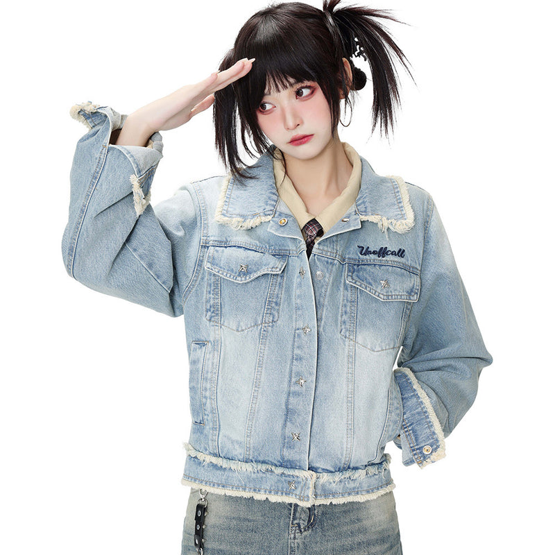 Women Jacket Multi-Pocket Denim Clothing Women's Autumn Denim Jacket Coat