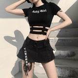 Women T-shirt Summer Sexy Slim-Fit Short-Sleeved Letter Printed T-shirt