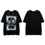 Men T Shirt Floral Print Vintage Retro Couple Short Sleeve T-shirt Men and Women Hip Hop
