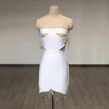 Women's Evening Dress Hollow Chain Dress Hip Skirt Backless Bodysuit