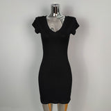 Women Dresses V-neck U-Neck Short Sleeve Dress Hip Skirt Short Skirt