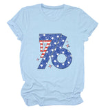 Fashion T-shirt 1776 pattern print crew neck short sleeve summer