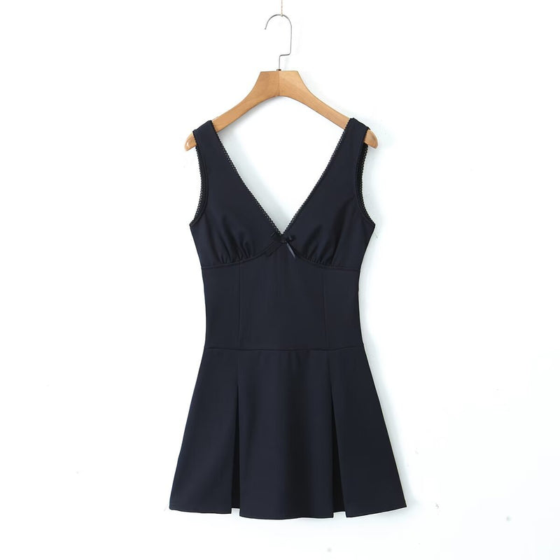 Women Dresses Summer Sleeveless Deep V-neck Dress Backless Sexy Skirt (Xds0414)