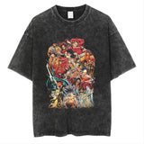 Anime cartoon dragon ball vintage wash print short sleeve t-shirt