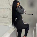 Women Jumpsuit Winter Zipper Slim Fit Long Sleeve Sports Yoga Jumpsuit