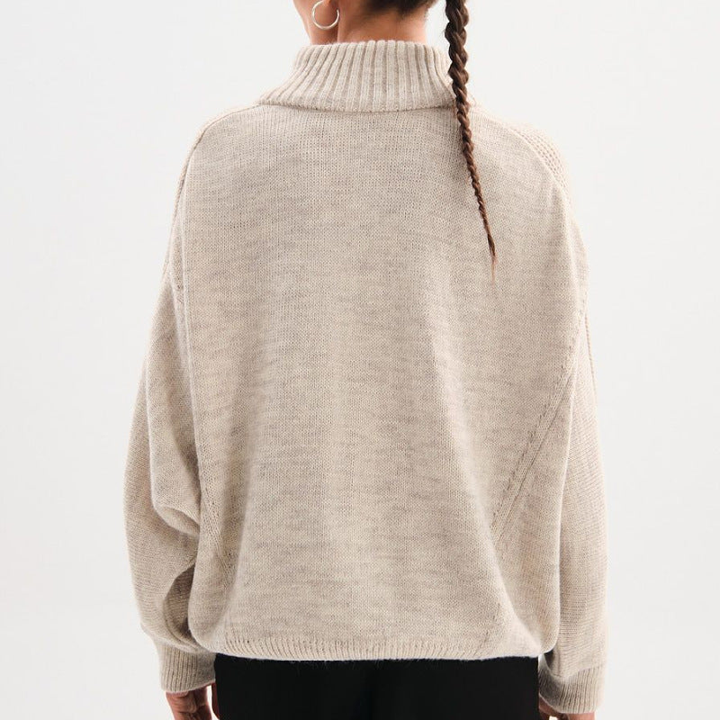 Women Knitted Sweater Spring and Autumn Knitted Loose Zipper Coat Sweater