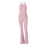 Women Jumpsuit Summer Sports Yoga Backless Suspender Jumpsuit