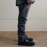 MIJKO Men Vintage Pants MIJKO Washed Pants Slim-fit Jeans