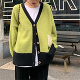 Women Knitted Cardigan V-neck Sweater Autumn and Winter Loose Knitted Cardigan