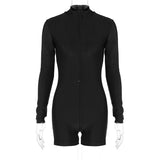 Women Jumpsuit Fall Zipper Slim Fit Long Sleeve Jumpsuit (Hawthaw0412)